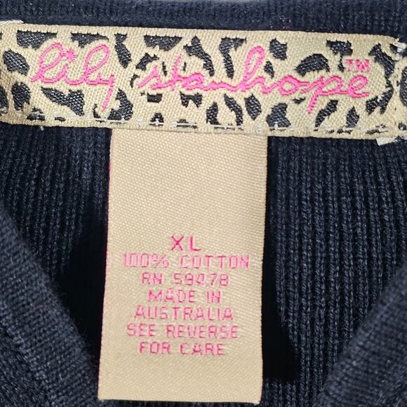 Lily Stanhope Hooded Zipper Front Navy Cotton Sweater XL - Picture 5 of 5